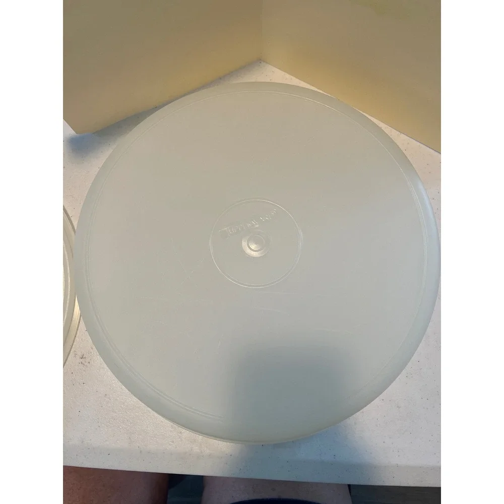 Vintage Tupperware Round Cake Taker Pie Carrier Translucent White 12 Inch 242-1